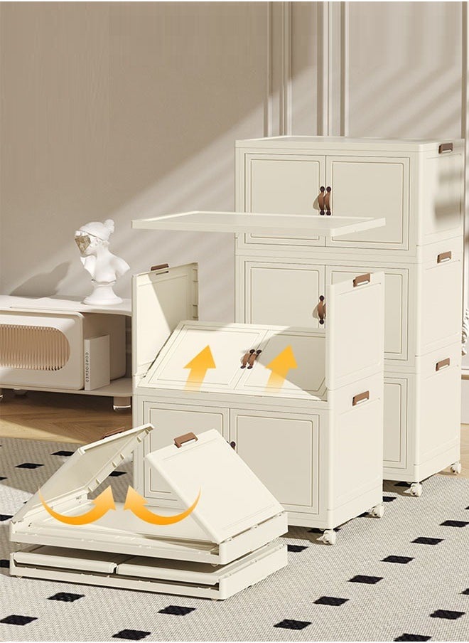 fantasize 3 Tiers Stackable Storage Bins Folding Storage Bins with Lid Closet Organizers and Storage Folding Storage Box with Doors Collapsible Storage Cabinet Bins  - Image 3