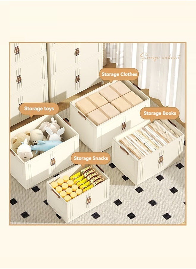 fantasize 3 Tiers Stackable Storage Bins Folding Storage Bins with Lid Closet Organizers and Storage Folding Storage Box with Doors Collapsible Storage Cabinet Bins  - Image 4