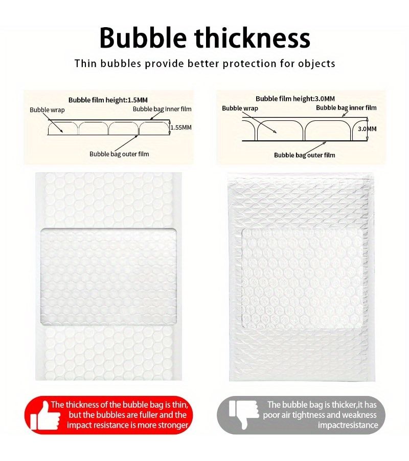 12 Pcs Self Sealing White Poly Bubble Mailers 7.48 Inch By 11.81 Inch Padded Shipping Envelopes Express Postal Package - Image 5