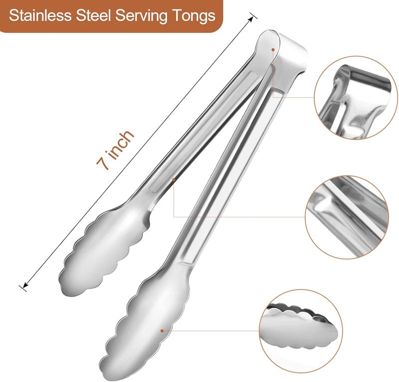 Dmoera 6 Pack Serving Tongs Kitchen Tongs, Buffet Tongs, Stainless Steel Food Tong Serving Tong, small tongs - Image 2