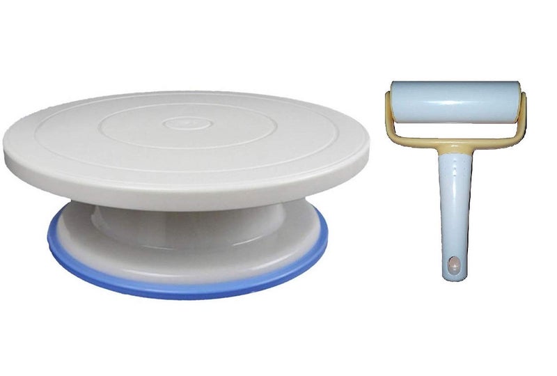 MASTER ROYAL BACKNCOOK TOOLS AmazingShop Cake Decorating Full Rotational Turntable with Cake Fondant Smoother Roller Combo Pack - Image 1