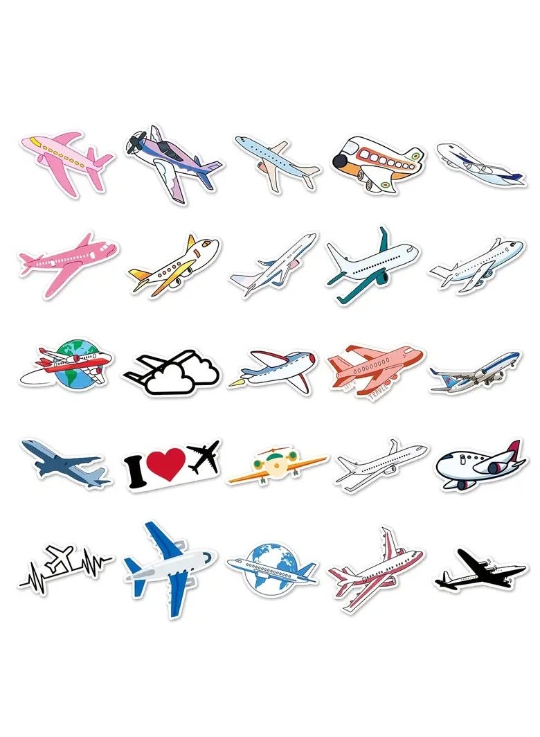 Goolsky 50pcs Cartoon Airplane Stickers, Waterproof Stickers Decals For Car, Motorcycle, Laptop, Luggage, Water Bottle, Skateboard Decor Accessories - Image 1