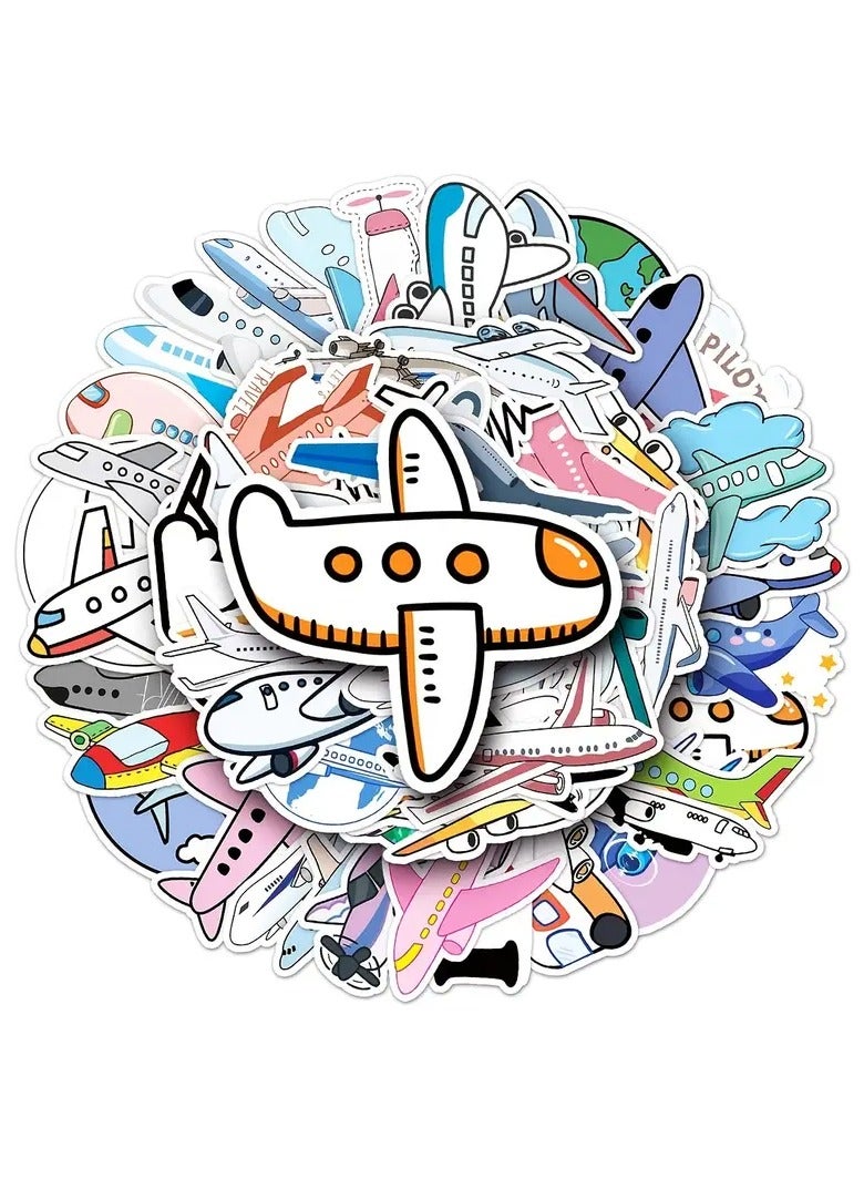 Goolsky 50pcs Cartoon Airplane Stickers, Waterproof Stickers Decals For Car, Motorcycle, Laptop, Luggage, Water Bottle, Skateboard Decor Accessories - Image 3