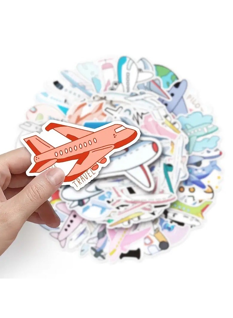 Goolsky 50pcs Cartoon Airplane Stickers, Waterproof Stickers Decals For Car, Motorcycle, Laptop, Luggage, Water Bottle, Skateboard Decor Accessories - Image 4