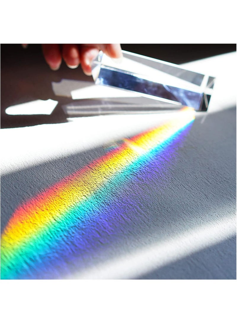 أبوستيم مجموعة من 3 قطع من المنشورات البلورية المتساوية الأضلاع بطول 25 مم و 50 مم و 100 مم منشورات بلورية مثلثة المنشورات البصرية أدوات تعليم الفيزياء الزجاجية صانع قوس قزح الطيف المنكسر أدوات التصوير الفوتوغرافي - Image 2