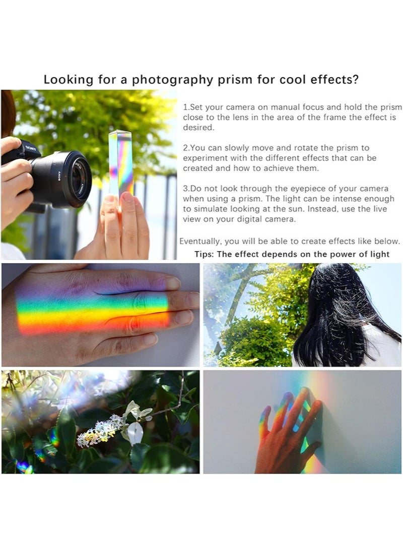 أبوستيم مجموعة من 3 قطع من المنشورات البلورية المتساوية الأضلاع بطول 25 مم و 50 مم و 100 مم منشورات بلورية مثلثة المنشورات البصرية أدوات تعليم الفيزياء الزجاجية صانع قوس قزح الطيف المنكسر أدوات التصوير الفوتوغرافي - Image 4