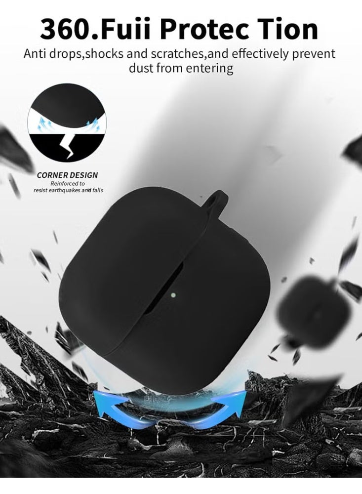 SANMUDII Compatible with Huawei FreeClip2 wireless ear clip simple silicone protective cover, with mountaineering buckle and cleaning tools, anti-scratch/anti-slip/anti-fall/anti-shock headphone protective case (black) - Image 5