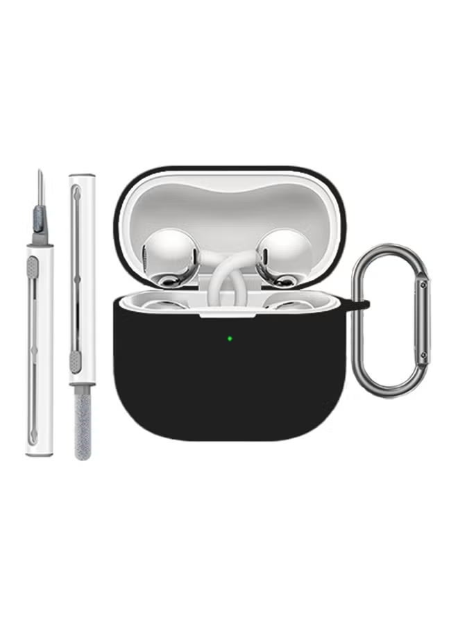 SANMUDII Compatible with Huawei FreeClip2 wireless ear clip simple silicone protective cover, with mountaineering buckle and cleaning tools, anti-scratch/anti-slip/anti-fall/anti-shock headphone protective case (black) - Image 1