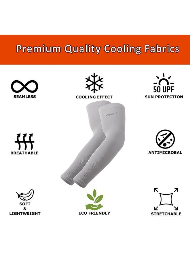 YQXCC 4 Pairs Arm Sleeves, Cooling UV Sun Protection Sports Compression Sleeves for Men Women, Golf Basketball Arm Sleeves, 1 Pair Black, 1 Pair Gray, 1 Pair Blue, 1 Pair Green, One size - Image 5