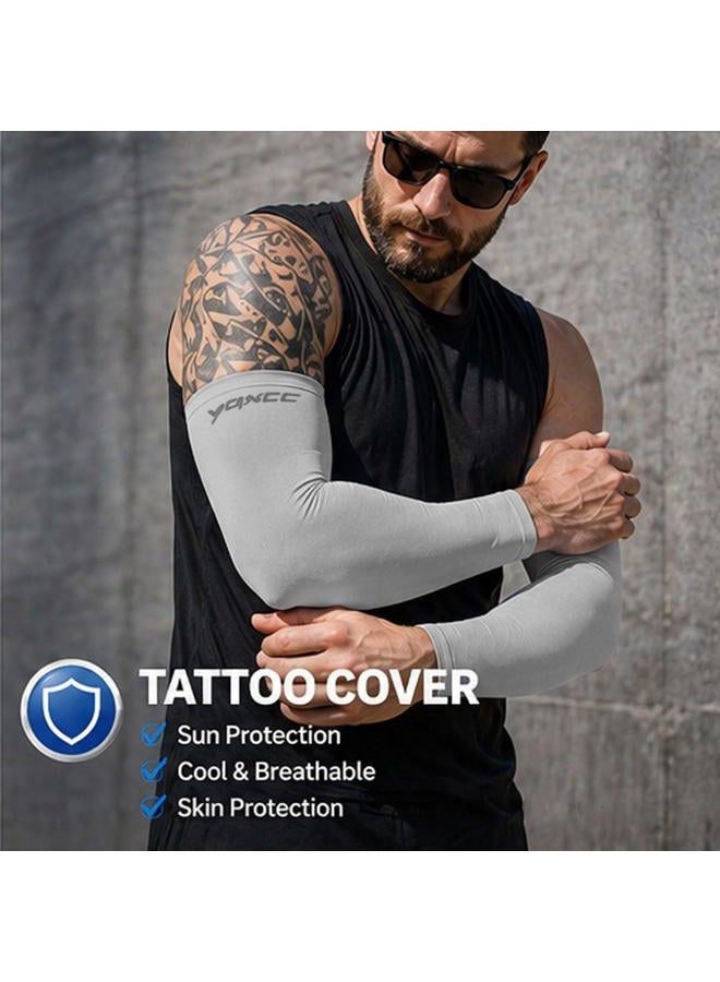 YQXCC 4 Pairs Arm Sleeves, Cooling UV Sun Protection Sports Compression Sleeves for Men Women, Golf Basketball Arm Sleeves, 1 Pair Black, 1 Pair Gray, 1 Pair Blue, 1 Pair Green, One size - Image 3