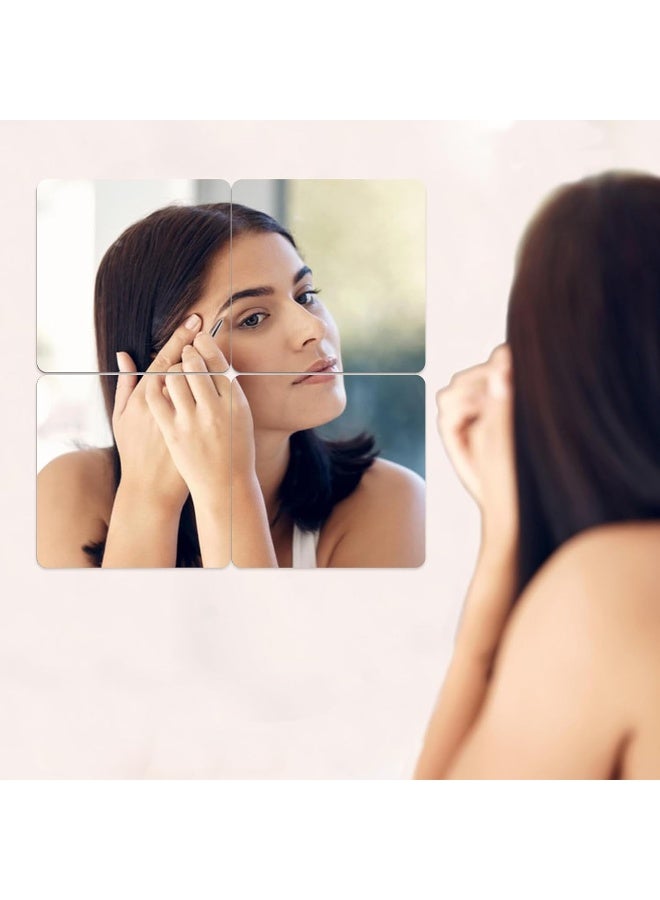 TPGP 4 Pieces Mirror Wall Stickers, 15 x 15 cm Mirrors Non-Glass Wall Stickers, Acrylic Mirror Wall Stickers for Wardrobe, Door, Bedroom - Image 1