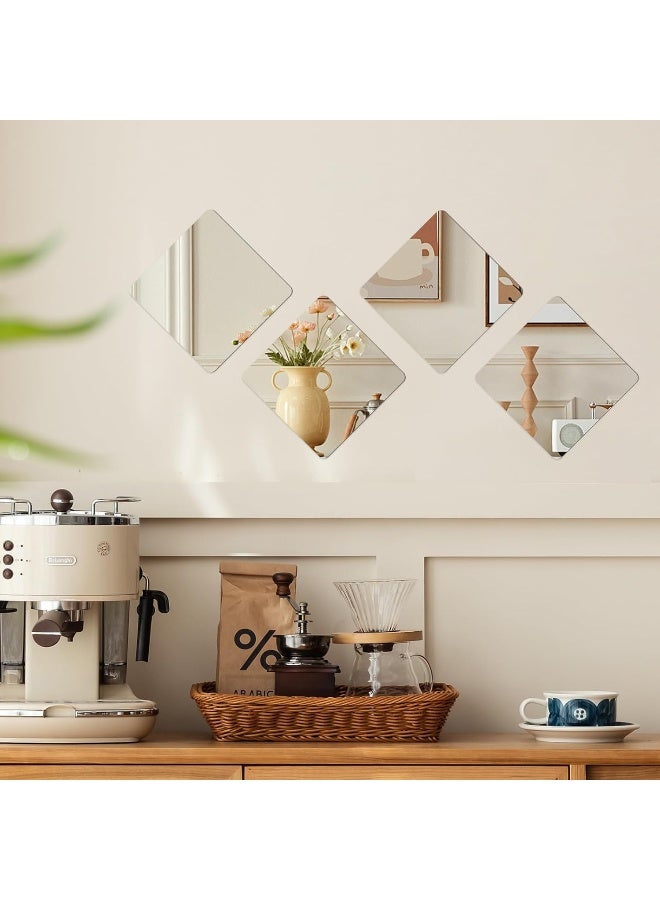 TPGP 4 Pieces Mirror Wall Stickers, 15 x 15 cm Mirrors Non-Glass Wall Stickers, Acrylic Mirror Wall Stickers for Wardrobe, Door, Bedroom - Image 3