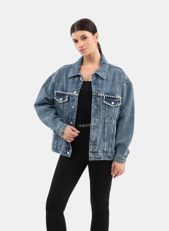 ASTK Pearl embroidered denim jacket 