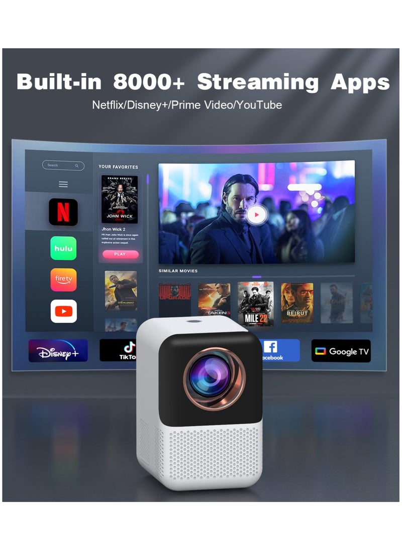 SYOSI - Mini Projector Bluetooth WiFi [Electic Focus], Built-in Netflix Native 1080p 15000 Lumens Portable Smart TV Projector, Support 4K, Office DOC, 4D 4P Keystone, 50% Digital Zoom for Phones Laptop PS5 - Image 1