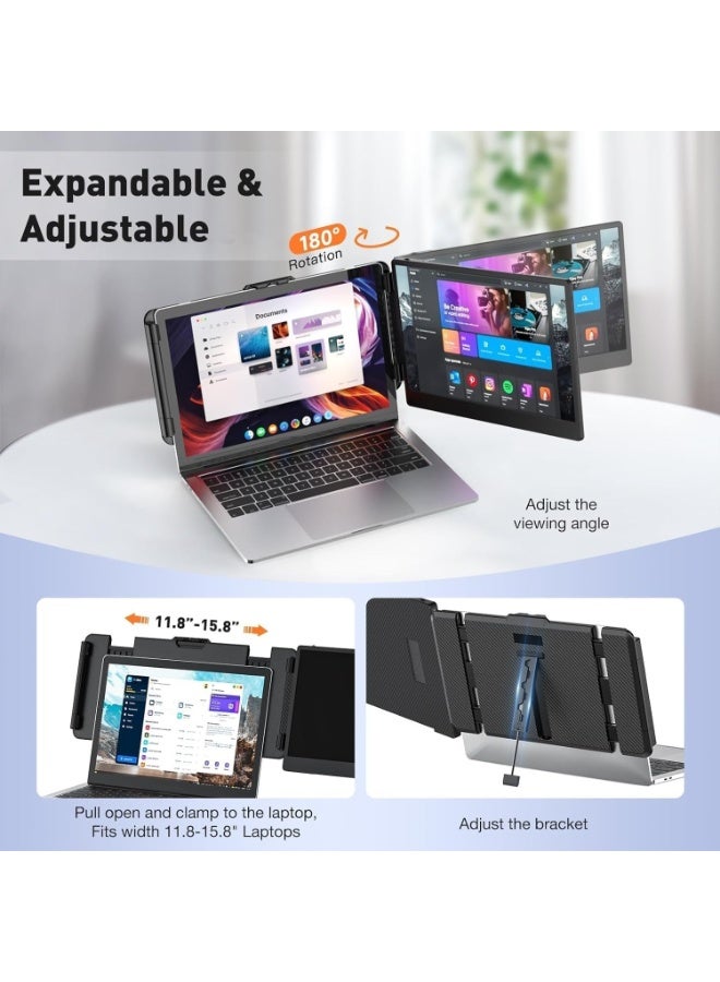 موسع شاشة لابتوب 14 بوصة، شاشة محمولة بدقة 1080P FHD، توصيل USB-C وHDMI وUSB-A، شاشة إضافية مزدوجة لأجهزة 13-17 بوصة، متوافق مع Windows وMac وChrome - Image 5
