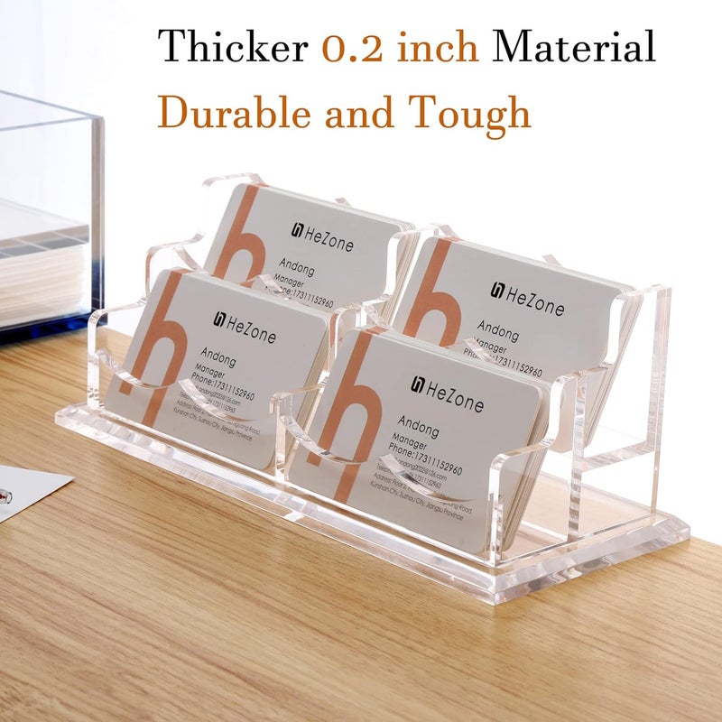 HeZone Business Card Holder Display for Desk, Cards Organizer Case for Women and Men 4 Slot 2 Tier, Clear Acrylic Business Card Stand Rack with 1 Pack (4 Grid-H) - Image 5