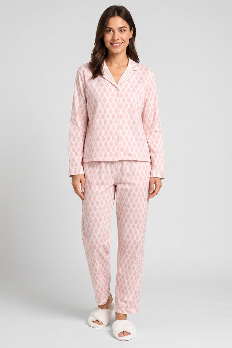 Kathy Ireland Women 2 Pieces Allover Print Long Sleeve Pajama Set, Multicolor - Image 1