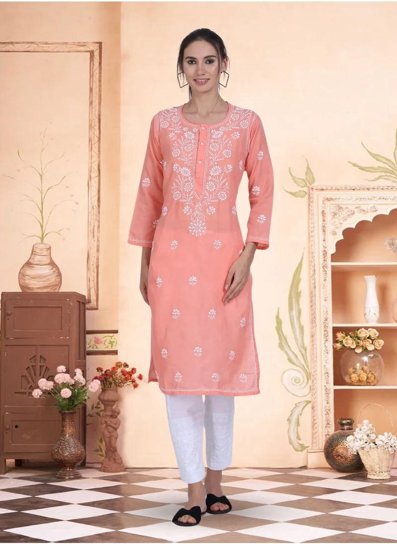 Alaya Hand Embroidered Chikankari Cotton Kurta-ALNTV115