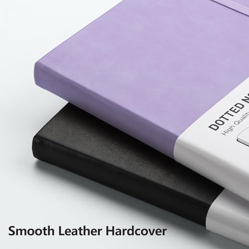 RETTACY Bullet Dotted Journal Notebook, 2-Pack, 160 Numbered Pages per Pack, A5 Medium Size (5.7'' x 8.3''), 120 GSM Thick Paper, Leather Hardcover, for Bullet Journaling (Black & Purple) - Image 4