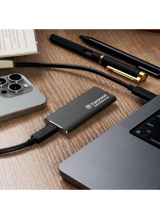 ترانسيند 11 Transcend TS500GESD265C 10Gbps Read/Write 1050 MB/s 2-in-1 USB Type-A/Type-C Portable SSD 512GB - Black - Image 2