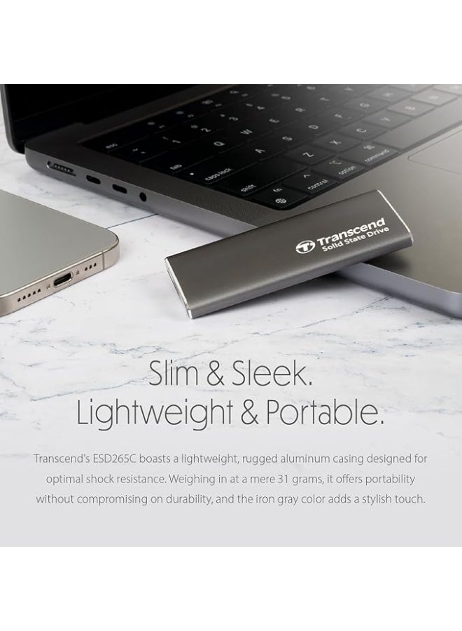 ترانسيند 11 Transcend TS500GESD265C 10Gbps Read/Write 1050 MB/s 2-in-1 USB Type-A/Type-C Portable SSD 512GB - Black - Image 5
