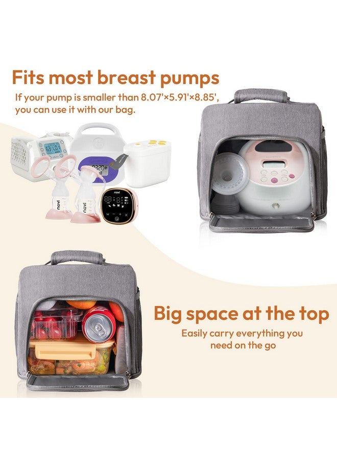 NCVI Breast Pump Bag, Backpack Compatible with Spectra S1, S2, Medela, Double Layer Separable Breastmilk Bag with Cooler, Diaperbag Multifunctional Backpack for Working Nursing Outside Mom, Grey - Image 1