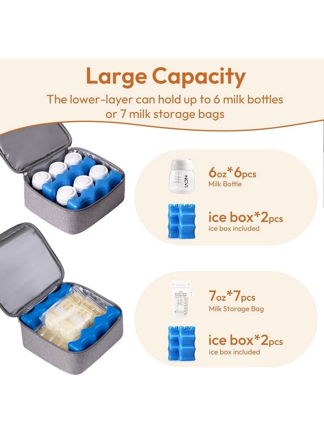 NCVI Breast Pump Bag, Backpack Compatible with Spectra S1, S2, Medela, Double Layer Separable Breastmilk Bag with Cooler, Diaperbag Multifunctional Backpack for Working Nursing Outside Mom, Grey - Image 3