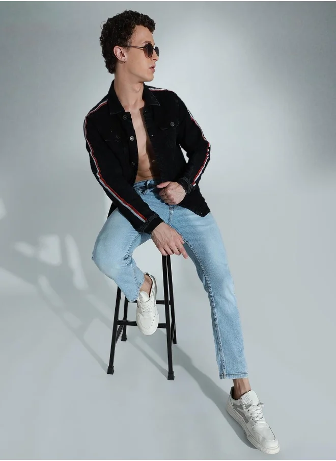 HIGH STAR Men Black Denim Jacket