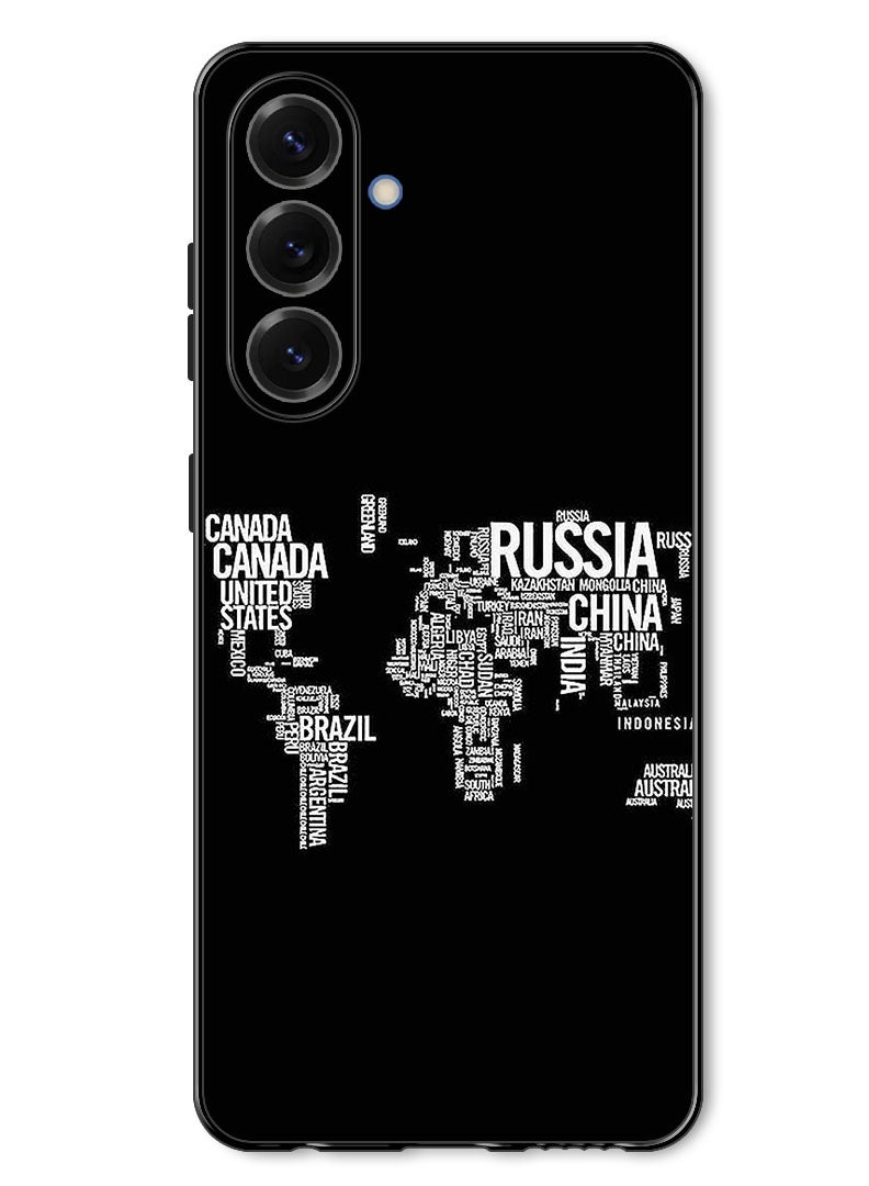 Theodor Case Compatible with Samsung Galaxy A57 Protection Shockproof Bumper Cover Written World Map - Image 1