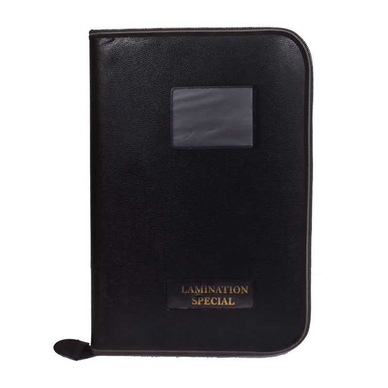 Campio PU Leather 20-Leaf Files Folder, Interview Portfolio Professional Files, Zipped File Folders, and Document Holder File Organiser Leaf Certificate File Holder - (Black_Pack of 1) - Image 1