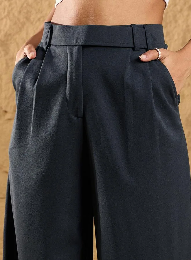 SASSAFRAS Belt Loops Detail Comfort Fit Korean Pants by Styli