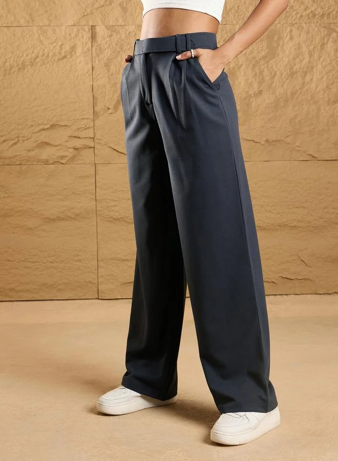 SASSAFRAS Belt Loops Detail Comfort Fit Korean Pants by Styli