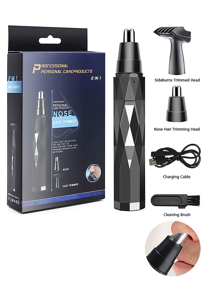 Generic Electric Ear and Nose Hair Trimmer, 2 in 1 Hair Shaver, Rechargeable Hair Remover (Black)  - Image 1