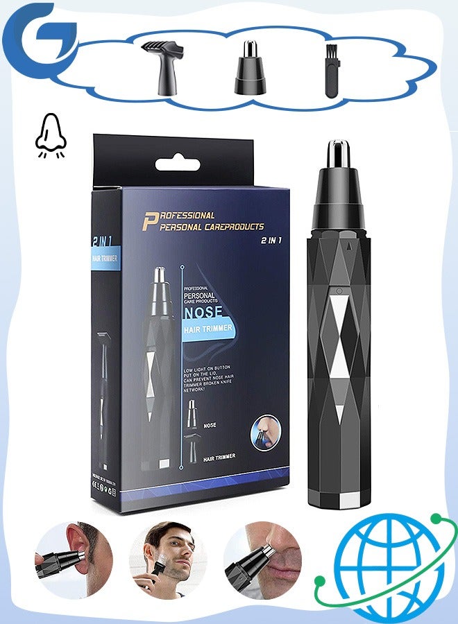 Electric Ear and Nose Hair Trimmer, 2 in 1 Hair Shaver, Rechargeable Hair Remover (Black) - Image 1