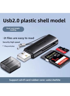 Green Card Reader Sd Card Tf Multi-functional One Usb3.0 High-speed Converter Reads Vehicle-mounted Driving Recorder Card-Color:【usb2.0】dual Card Single Reading-deep Black (60721)