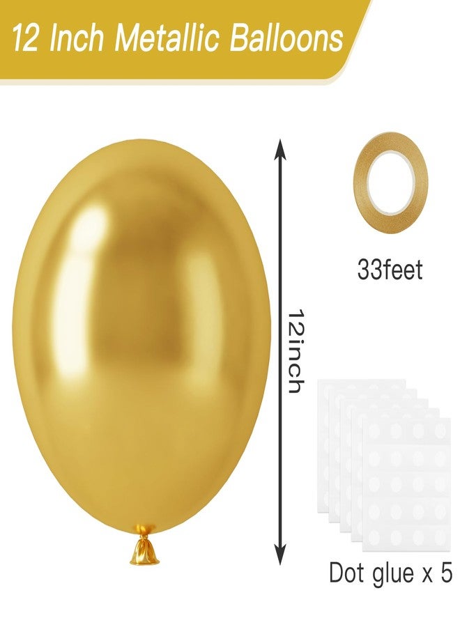 RUBFAC 120pcs Gold Balloons 12 Inches Chrome Metallic Balloons, Metallic Gold Balloons for Birthday Baby Shower Graduation Anniversary Wedding Party Supplies Garland Arch Decoration - Image 2