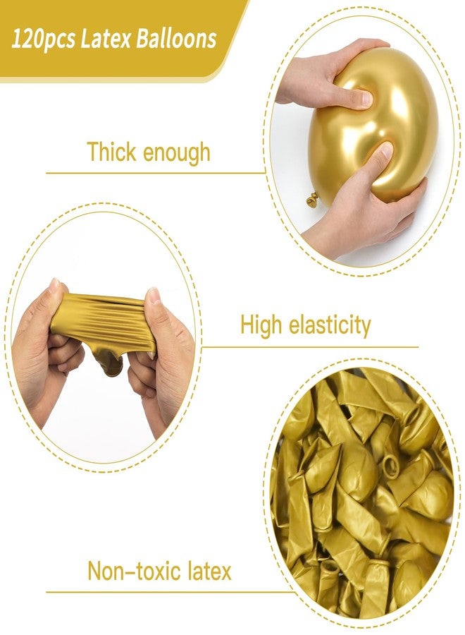 RUBFAC 120pcs Gold Balloons 12 Inches Chrome Metallic Balloons, Metallic Gold Balloons for Birthday Baby Shower Graduation Anniversary Wedding Party Supplies Garland Arch Decoration - Image 4