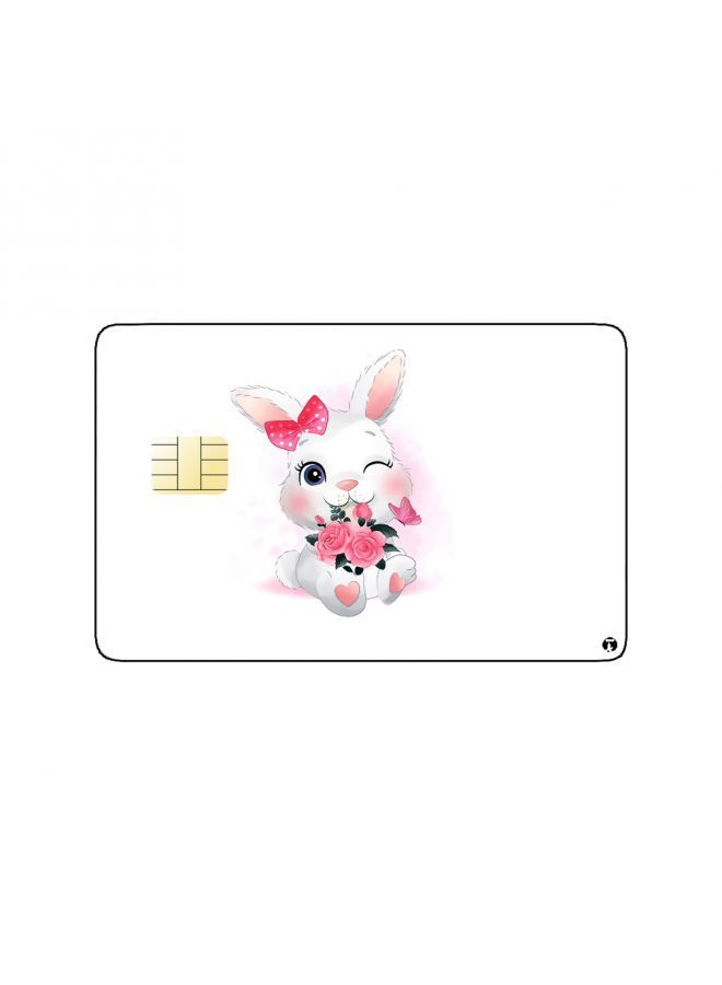 RKN PRINTED BANK CARD STICKER Beautiful Rabbit Drawing With Roses - Image 1
