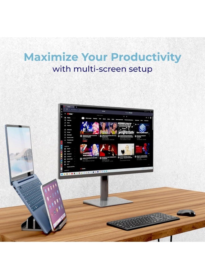 Vertical Laptop Stand Holder 5 Slots, Aluminum Space-Saving Laptop Holder, Adjustable Size Dock Tabletop Desk Organizer 3 Slot + 2 for Apple MacBook/Surface/PC/Tablet/iPad/iPhone (Space Gray) - Image 4
