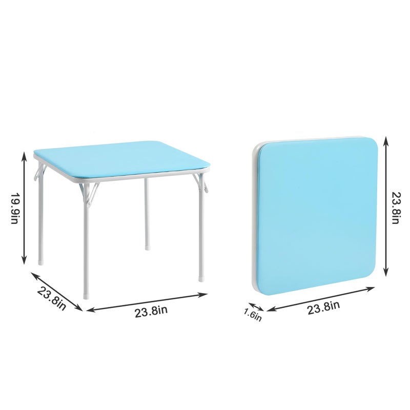 VECELO 24'' Kids Folding Activity Card Table, with Ultra Soft Padded Tabletop, 1 Piece, Blue & White - Image 2