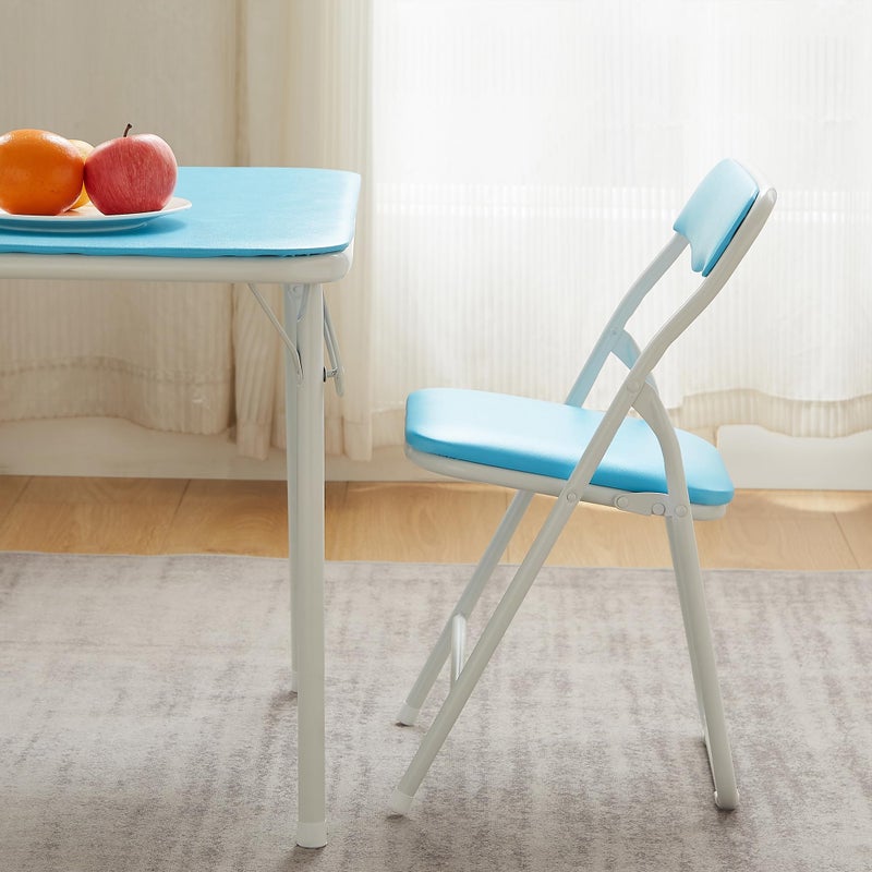 VECELO 24'' Kids Folding Activity Card Table, with Ultra Soft Padded Tabletop, 1 Piece, Blue & White - Image 5