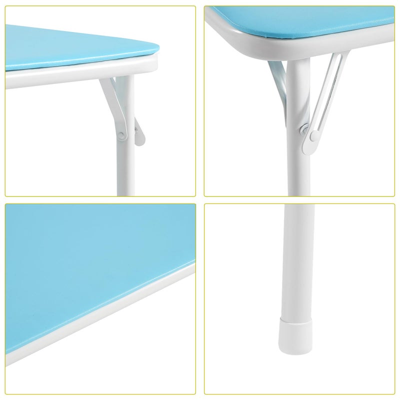VECELO 24'' Kids Folding Activity Card Table, with Ultra Soft Padded Tabletop, 1 Piece, Blue & White - Image 3