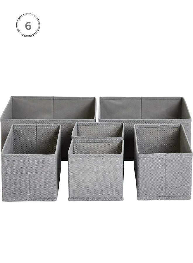 Cloth Drawer Storage Organizer Boxes Storage boxes For Baby Clothes Diaper, Collapsible Deep Fabric Drawer Organizer with Zipper for Socks, Bra, Towels, Ties, Grey