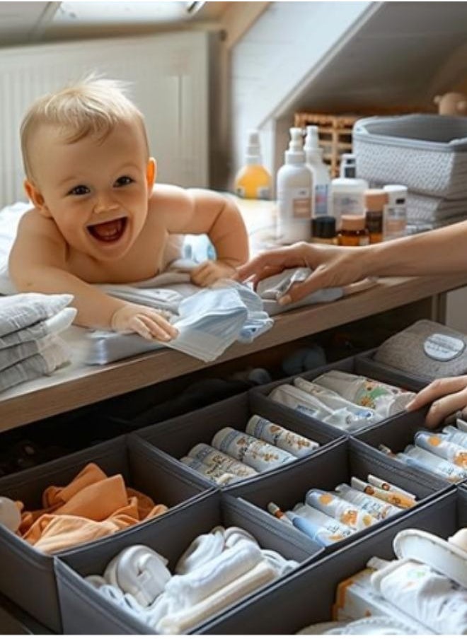 Generic - Drawer Organizer for Baby Clothes Nursery Drawer Organizer for Baby Diaper, Collapsible Deep Fabric Drawer Organizer with Zipper for Socks, Bra, Towels, Ties, Grey - Image 1
