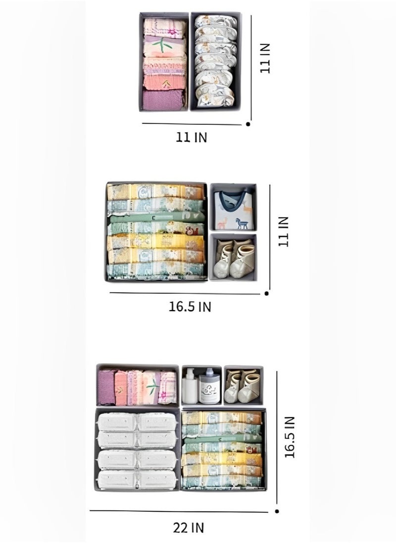 Generic - Drawer Organizer for Baby Clothes Nursery Drawer Organizer for Baby Diaper, Collapsible Deep Fabric Drawer Organizer with Zipper for Socks, Bra, Towels, Ties, Grey - Image 1