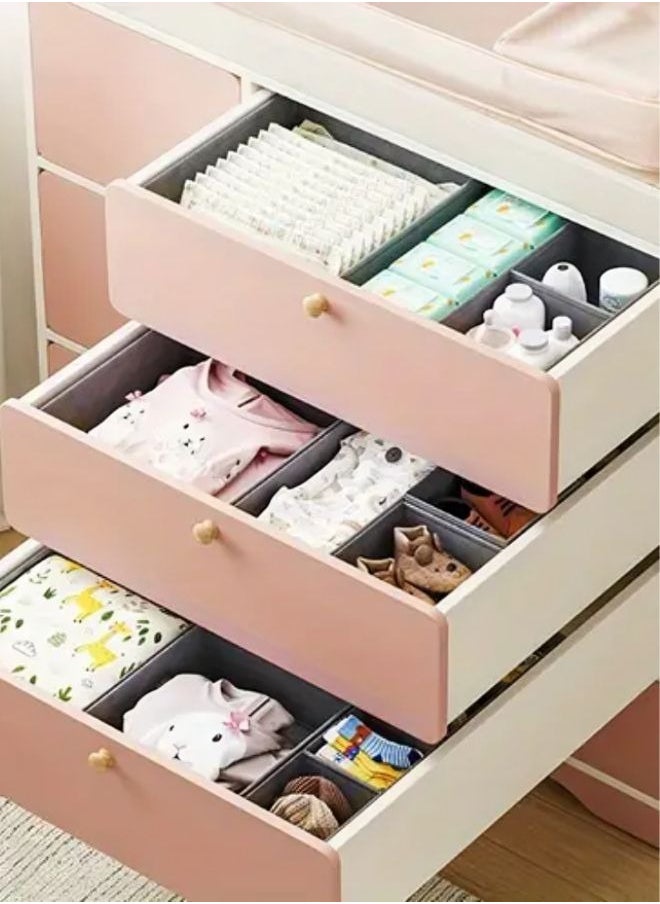 Generic - Drawer Organizer for Baby Clothes Nursery Drawer Organizer for Baby Diaper, Collapsible Deep Fabric Drawer Organizer with Zipper for Socks, Bra, Towels, Ties, Grey - Image 1