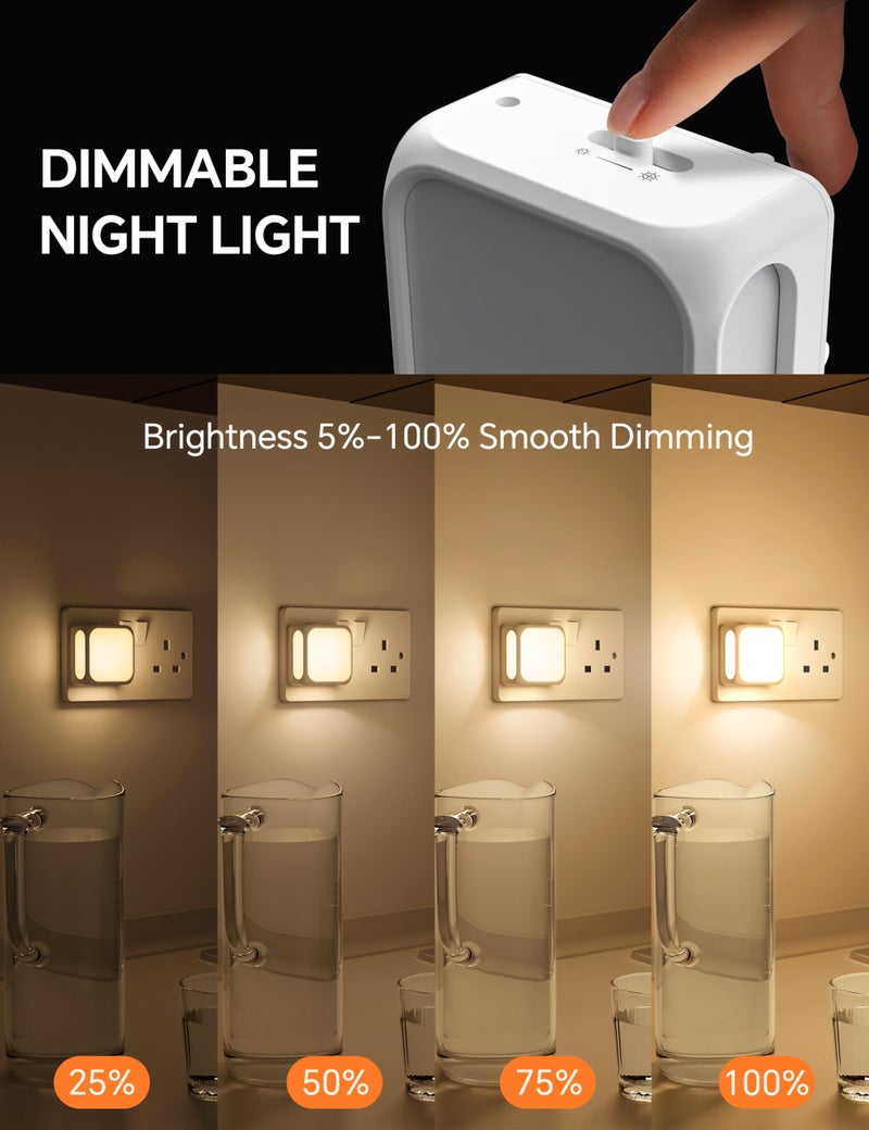 PURSNIC Night Light Plug in Wall، من الغسق إلى الفجر، 3000K أبيض دافئ، 4 عبوات - Image 3