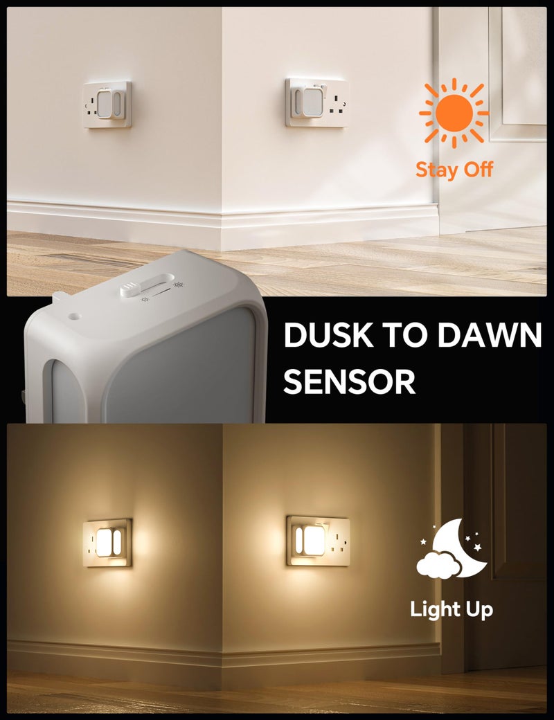 PURSNIC Night Light Plug in Wall، من الغسق إلى الفجر، 3000K أبيض دافئ، 4 عبوات - Image 2