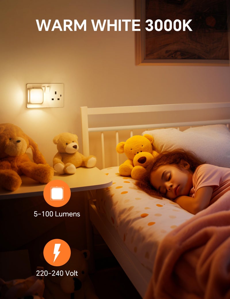 PURSNIC Night Light Plug in Wall، من الغسق إلى الفجر، 3000K أبيض دافئ، 4 عبوات - Image 4
