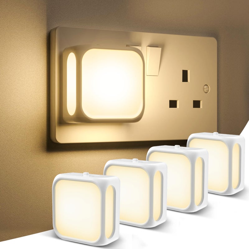 PURSNIC Night Light Plug in Wall، من الغسق إلى الفجر، 3000K أبيض دافئ، 4 عبوات - Image 1